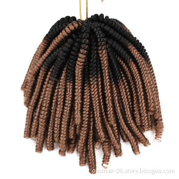 MYZYR Ombre Spring Twist Hair 8 Inch Fluffy Crochet Braids Synthetic Hair Extensions Braids Kinky Curly Twists 110g/pack